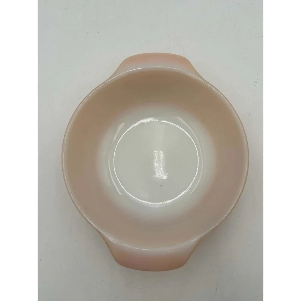 Vintage Anchor Hocking Fire King Peach Luster Casserole Dish & Milk Glass Lid